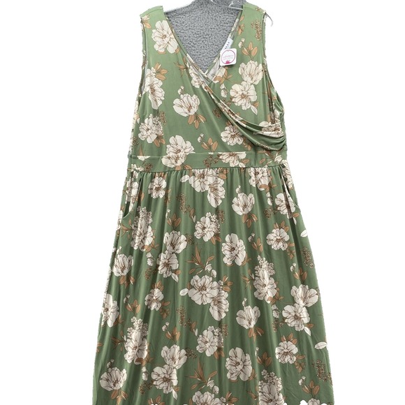 Galli Dress Womens 2X Plus Size Floral A-Line Twist Front Coquette Outdoor Fairy - Picture 1 of 16